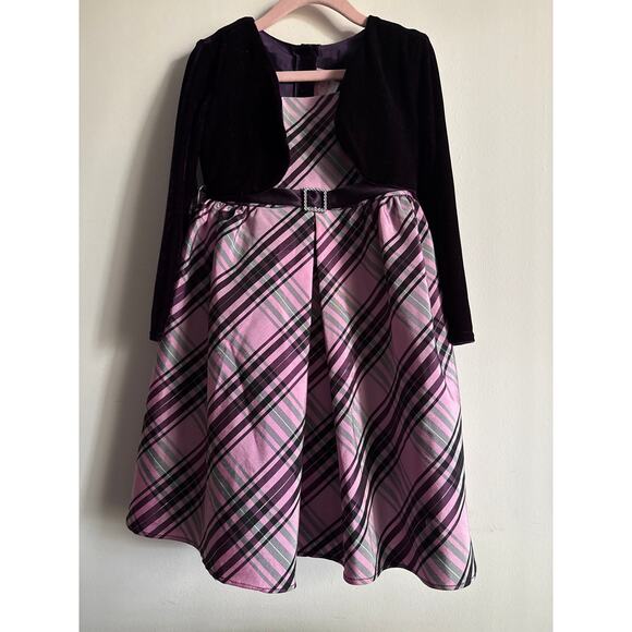 Girls Formal Dress | Pink/Purple/Gray Plaid | Size 4 | 100% Polyester - Picture 2 of 8